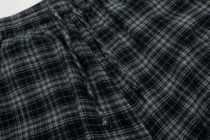 Plaid Linen-Blend Distressed Cargo Cropped Pants
