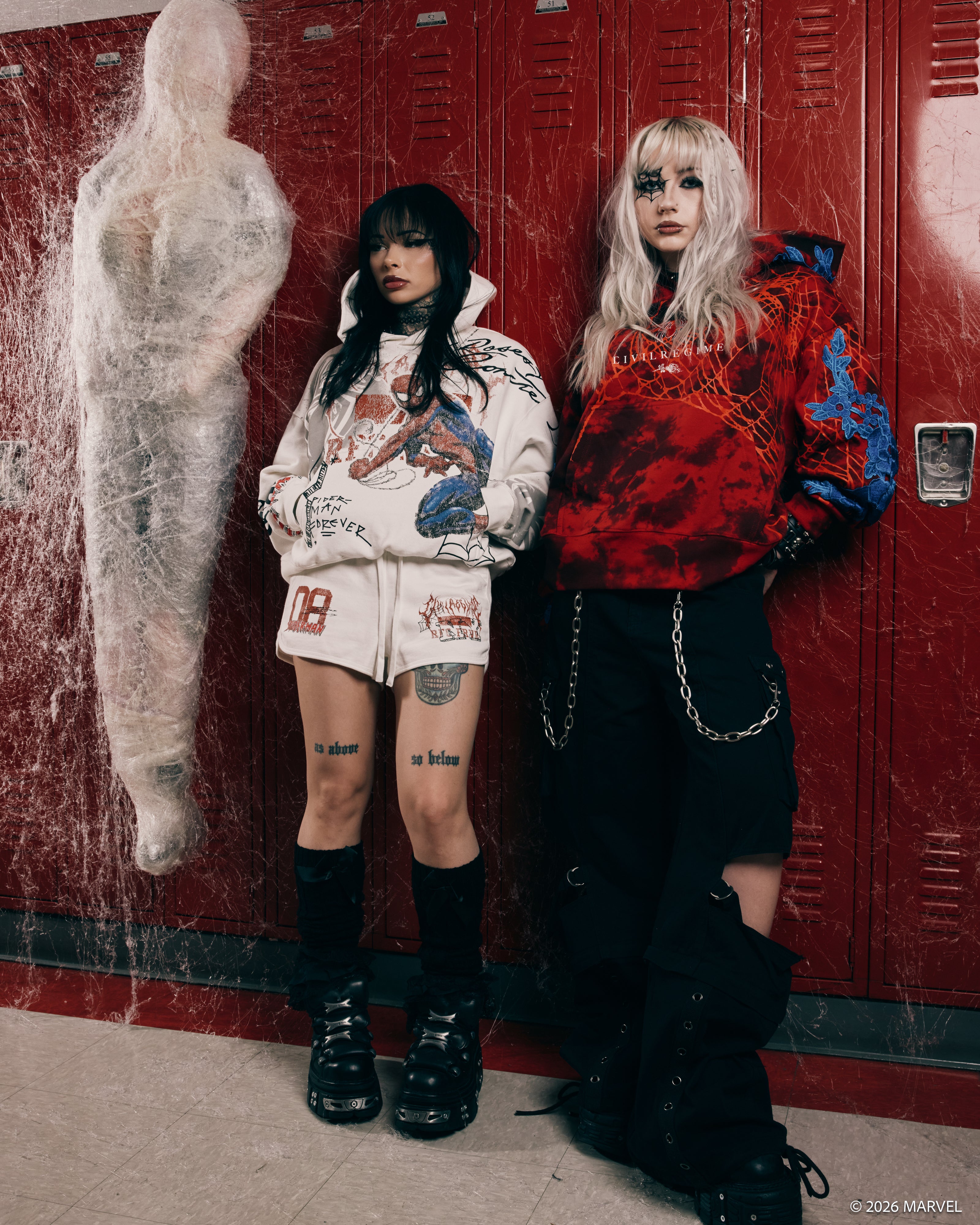 Parker Forever Rose Hoodie in Black/Red Marble Wash