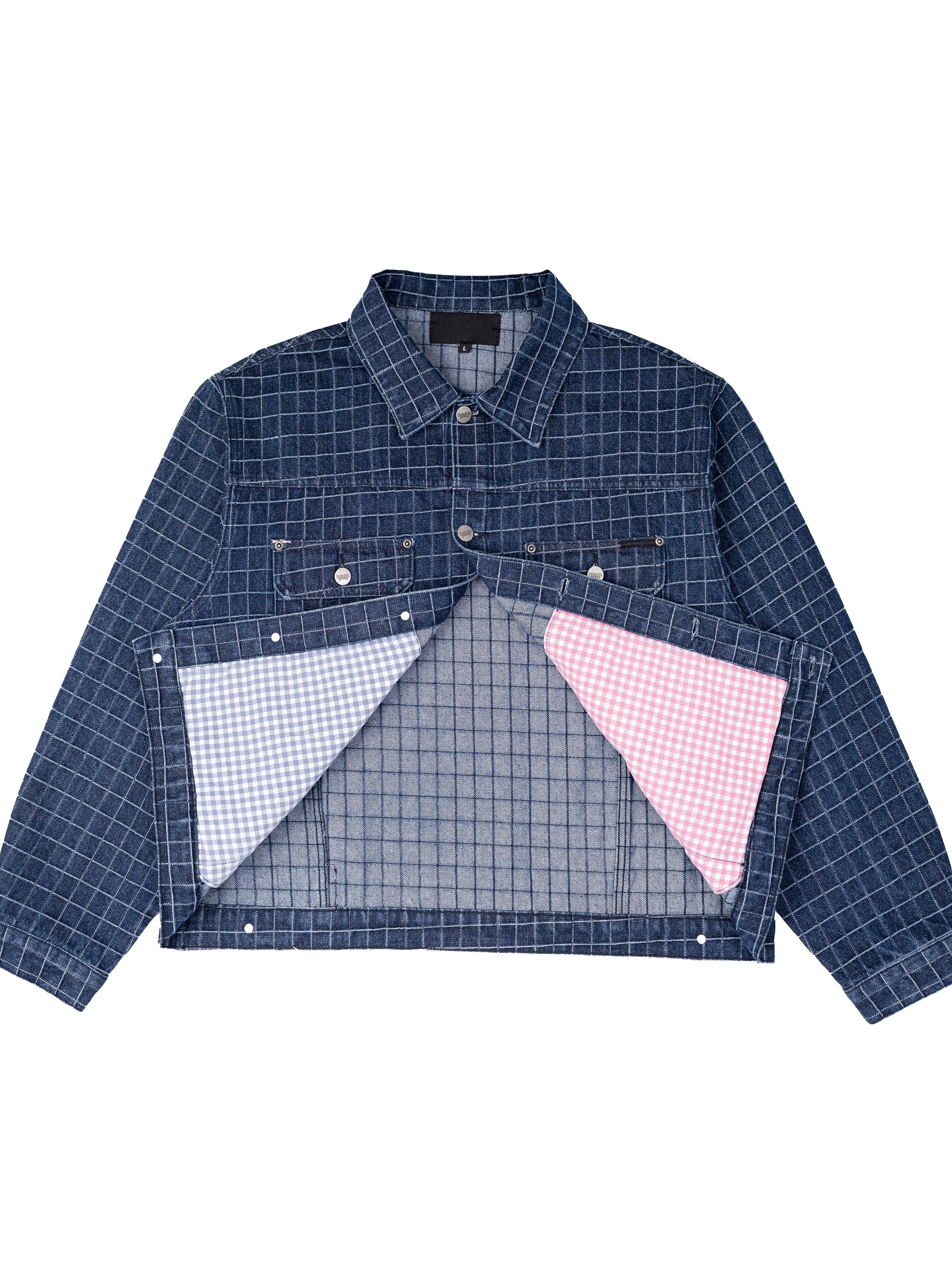 UNIQUE PLAID DENIM JACKET