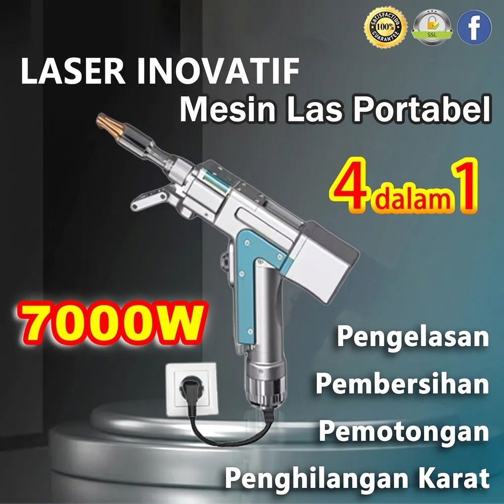 [Hemat 85%] Laser Portabel Inovatif 7000W 4-in-1 (Las + Pembersihan + Pemotongan + Penghilang Debu)