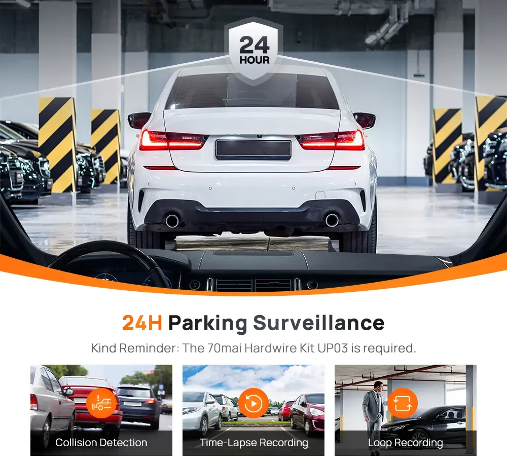 70mai A500s Dash Cam 2.7K Resolution + HDR | Built-in GPS & ADAS | Night Owl Vision | App Control | Loop Recording | Dual Channel Recording