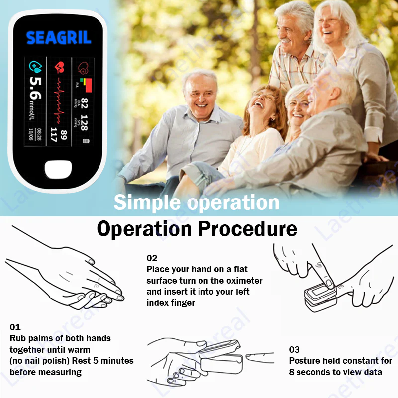 【OFFICIAL STORE】Non-Invasive Health Monitor (Measures Oxygen Saturation, Heart Rate, and Blood Pressure) 99.9% Accurate