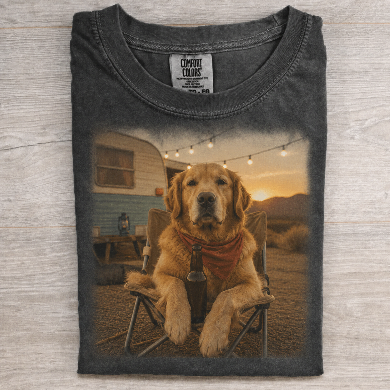 Golden Retriever Vintage Camper Beer T-shirt