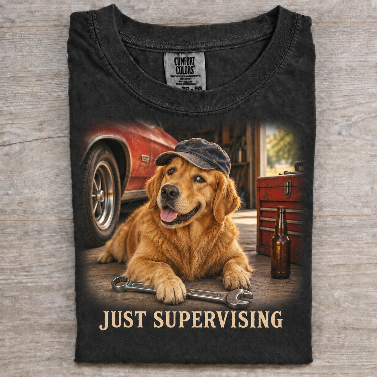 Golden Retriever Garage Just Supervising T-shirt