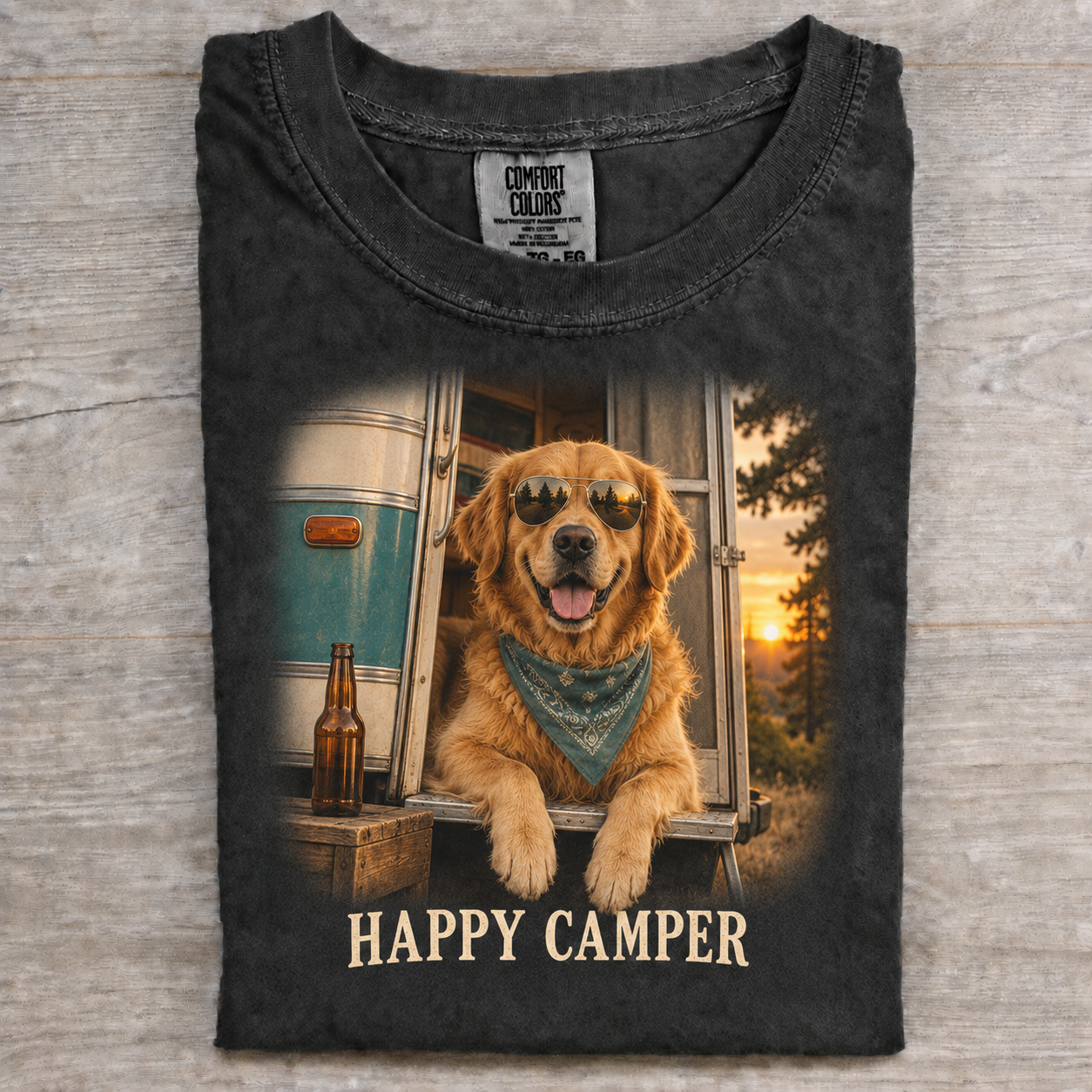 Golden Retriever Happy Camper T-shirt