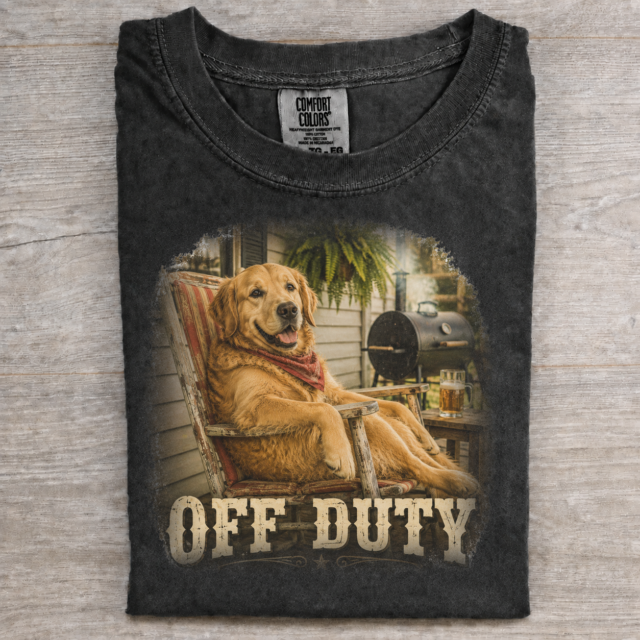 Golden Retriever Off Duty Porch T-shirt