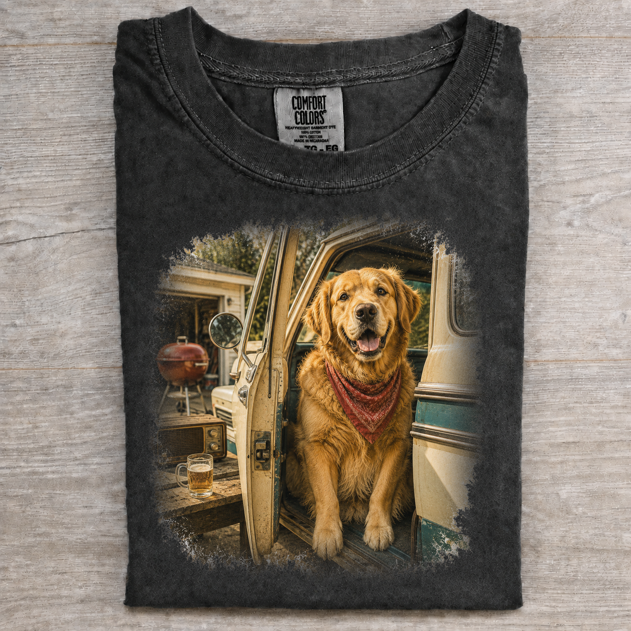 Golden Retriever Garage BBQ T-shirt
