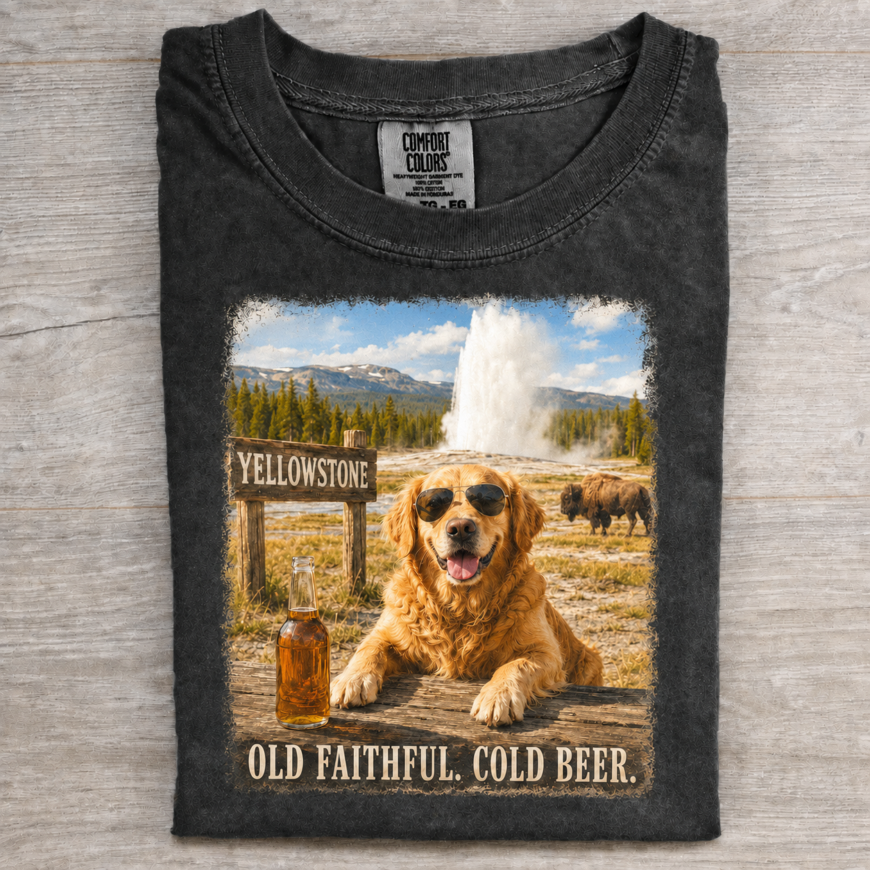 Golden Retriever Yellowstone Old Faithful Beer T-shirt