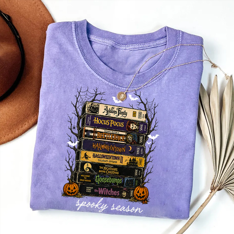 Vintage Halloween VHS T-shirt - Purple