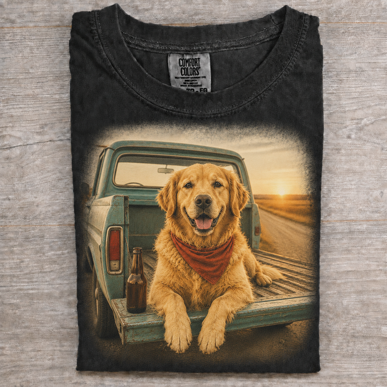 Golden Retriever Pickup Truck Beer T-shirt