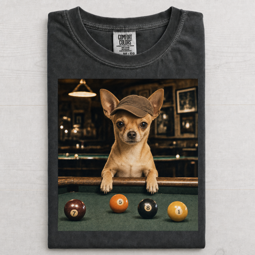 Chihuahua Pool Hall Baseball Cap T-shirt