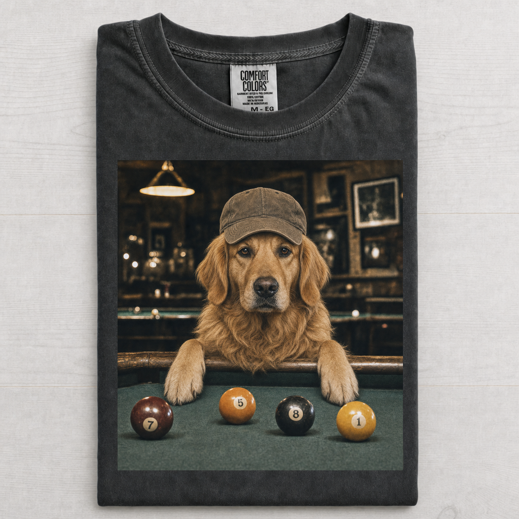 Golden Retriever Pool Hall Baseball Cap T-shirt
