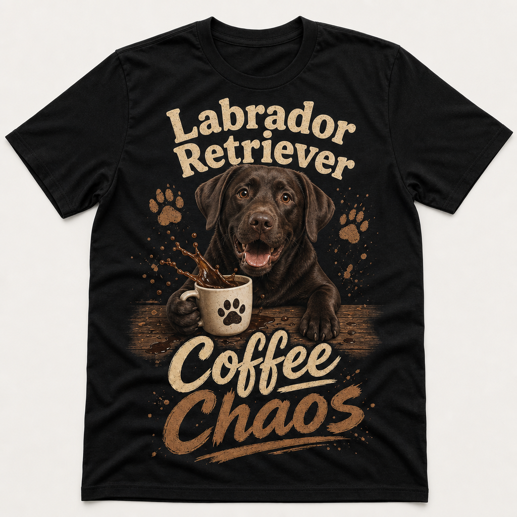 Labrador Retriever Coffee Chaos Graphic T-shirt