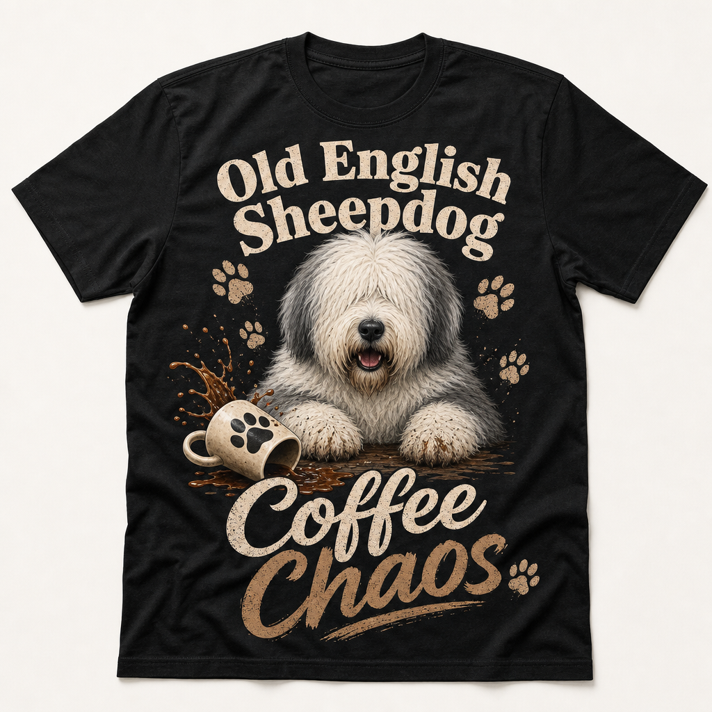 Old English Sheepdog Coffee Chaos Graphic T-shirt