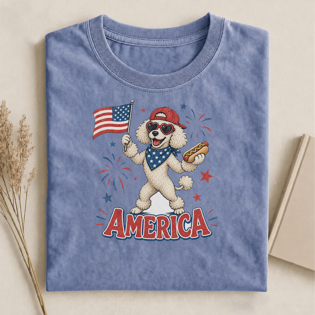Poodle America Hot Dog 4th of July T-shirt