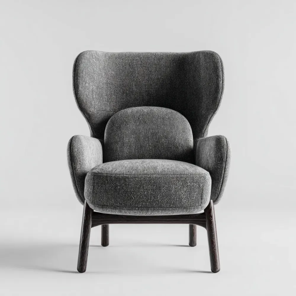 Sillón tapizado en tela 80x90x100 cm - Gris - Diseño contemporáneo