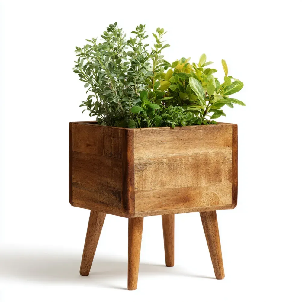 Macetero de Madera Elevado 30x20x50 cm - Natural - Estilo Moderno