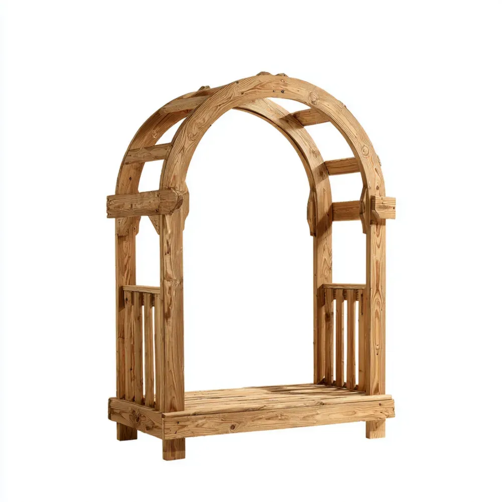 Arco de jardín de madera maciza 200x100x50 cm – Natural – Diseño clásico