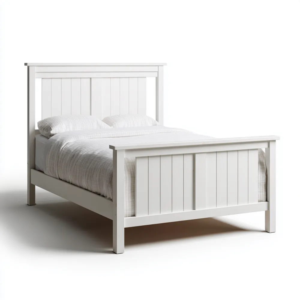 Cama Doble de Madera 200x150x100 cm – Blanco – Estilo Clásico