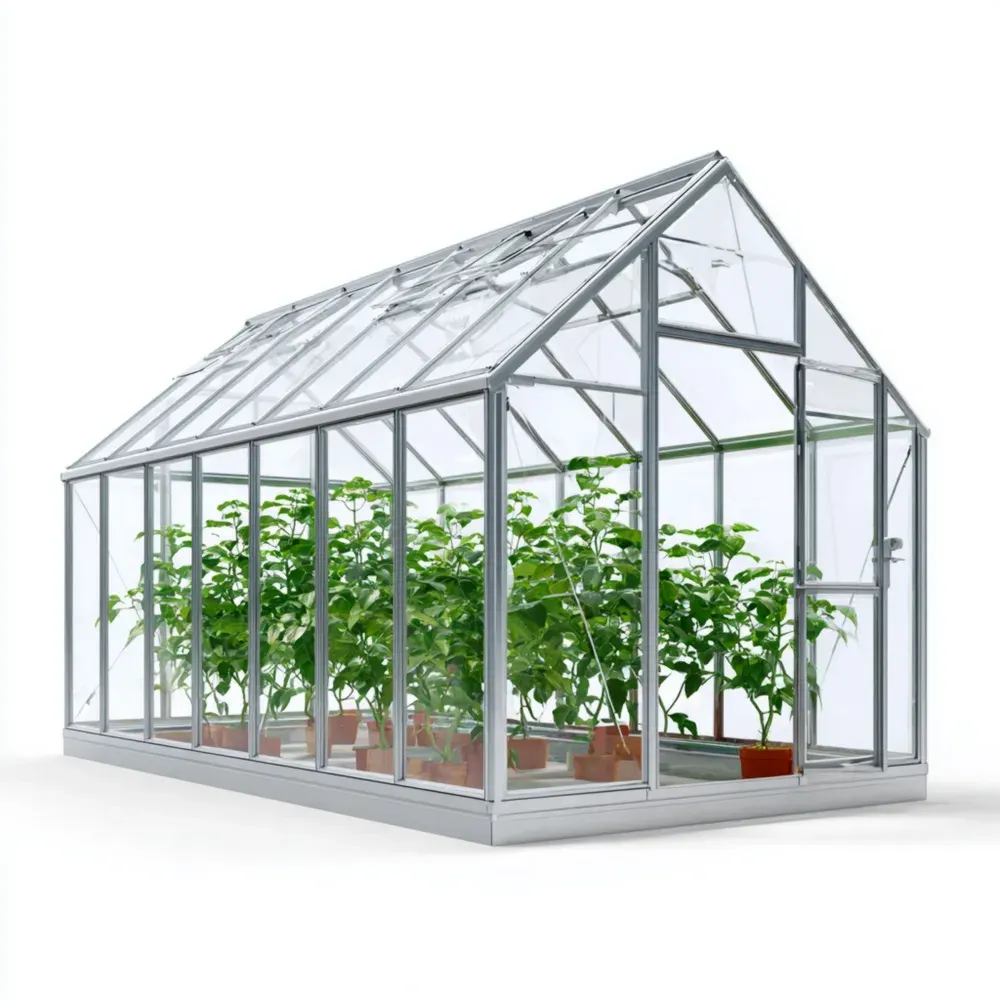 Invernadero de aluminio 370x185x200 cm Transparente/Plata