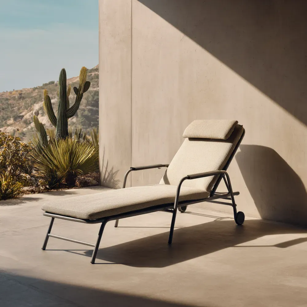 Tumbona de jardín Acero Textilene 200x70x50 cm - Beige - Diseño Ergonómico