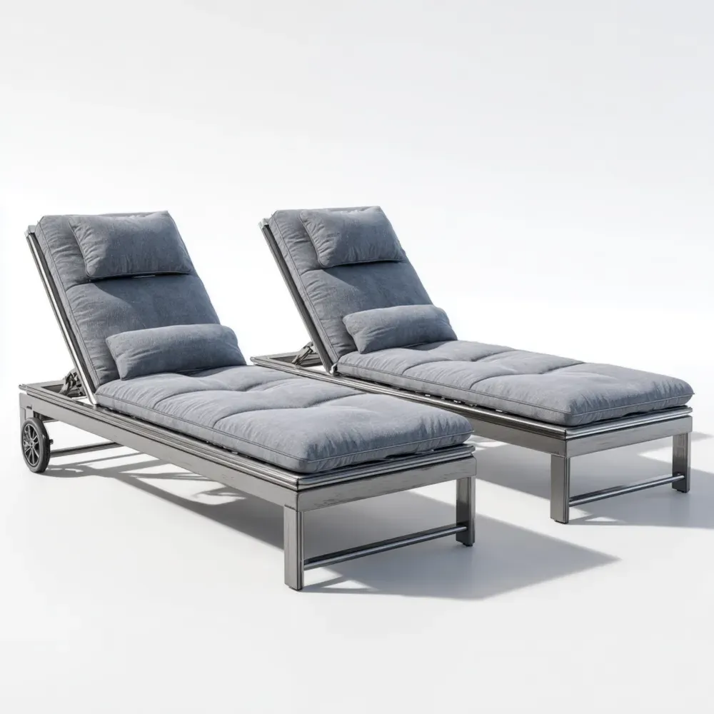 Tumbonas de jardín metálicas 200x65x35 cm - Gris - Diseño moderno