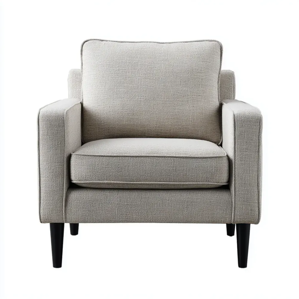 Sillón Tapizado Tela 85x85x90 cm - Gris Claro - Estilo Moderno
