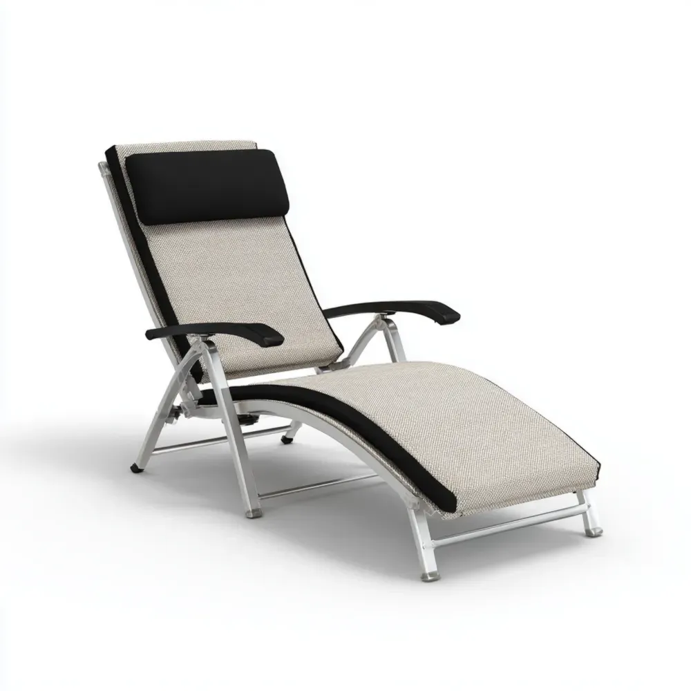 Tumbona de jardín Aluminio y Tela 190x65x85 cm - Blanco/Negro - Diseño Ergonómico