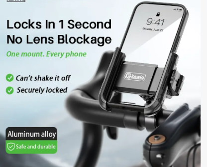 KEWIG M29  Bike Phone Mount, Aluminum Anti-Theft Handlebar Cell Phone Holder, 360° Rotation, One-Hand Quick Lock/Release for 5.2-7.2" iPhone & Android, Fits Bicycle, Scooter.phone holder for car car phone mount Motorcycle Accessories Motorcycle Stand