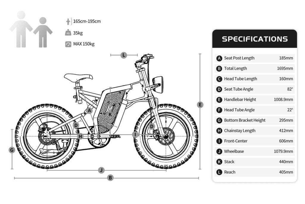 x20 electric bike size