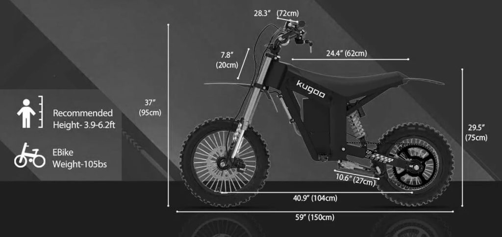 kugoo electric dirbike size