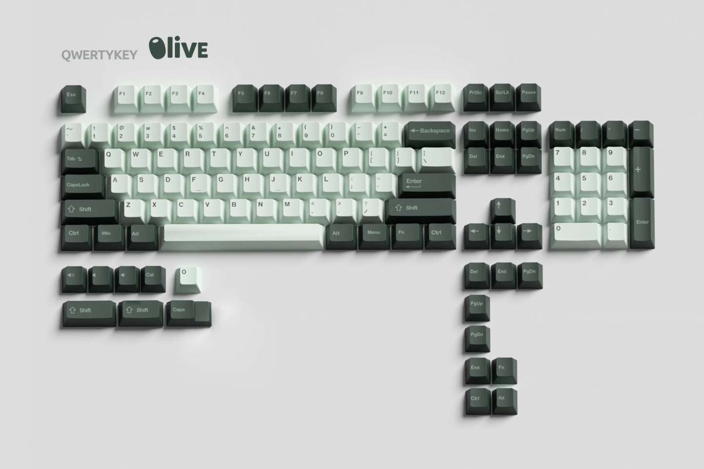 Set Taste QWERTY Olive Profil Cherry PBT Double Shot