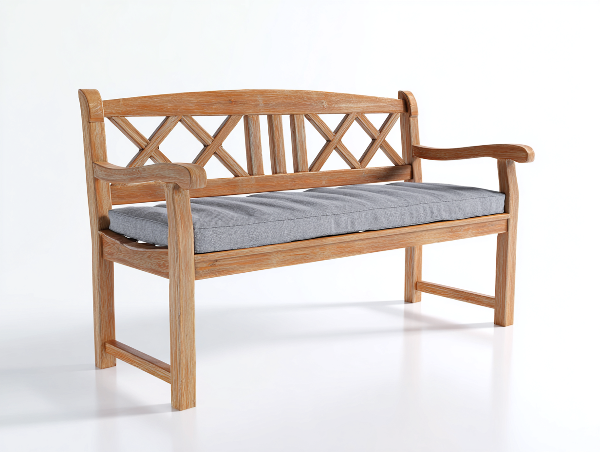 Banco de jardin madera maciza y tela 150x60x88 cm marron estilo clasico exterior-Homiupmart