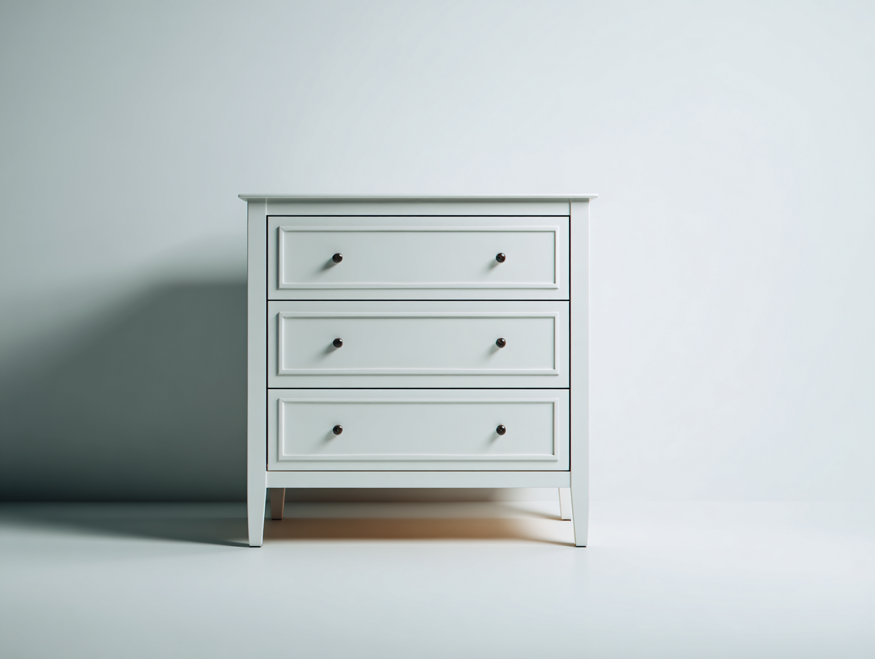 Mesita de noche con tres cajones madera 55x40x60 cm blanco para dormitorio - estilo clásico moderno-Homiupmart