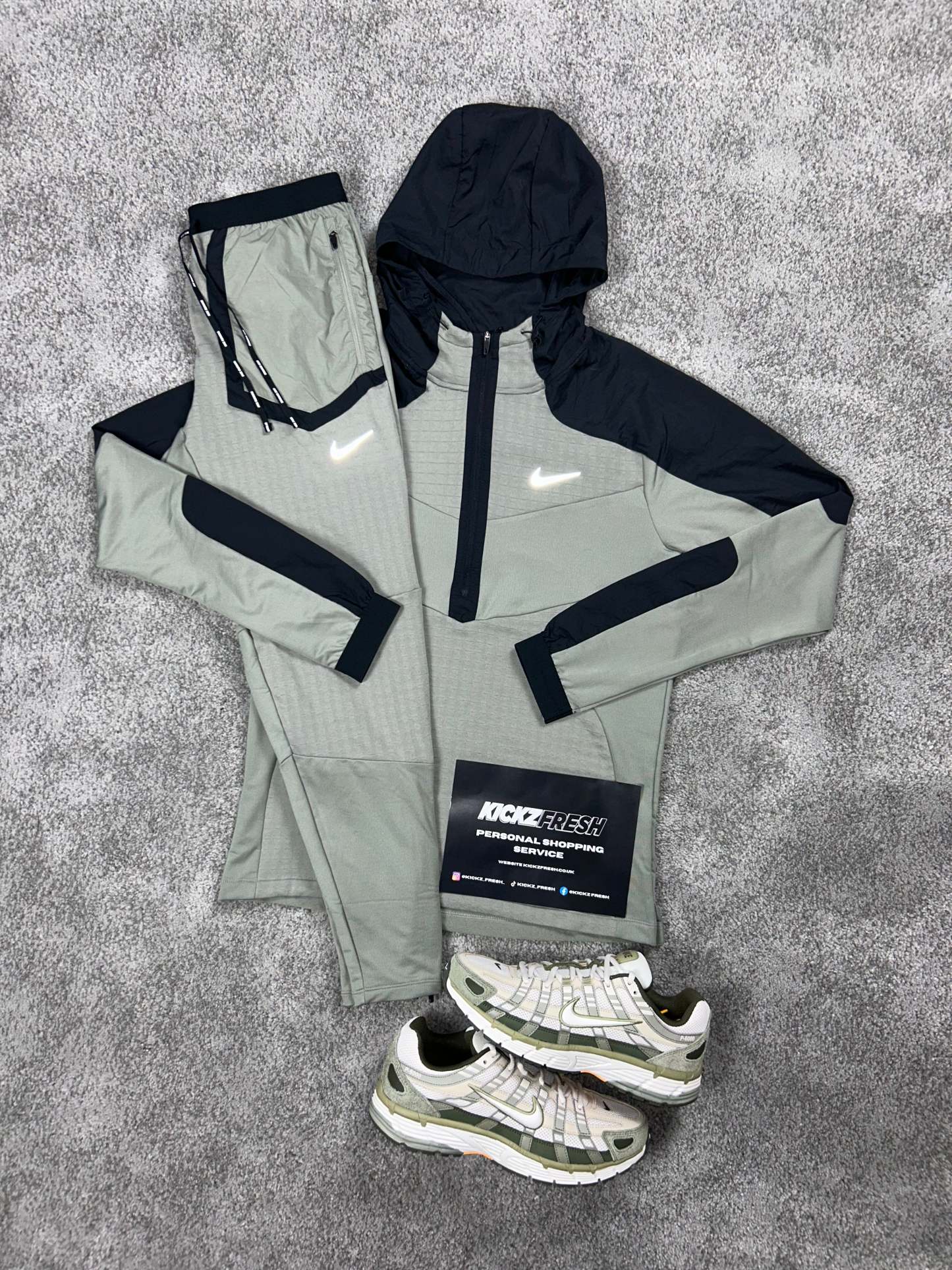 Nike Performance Half Zip Light Khaki Green Tracksuit