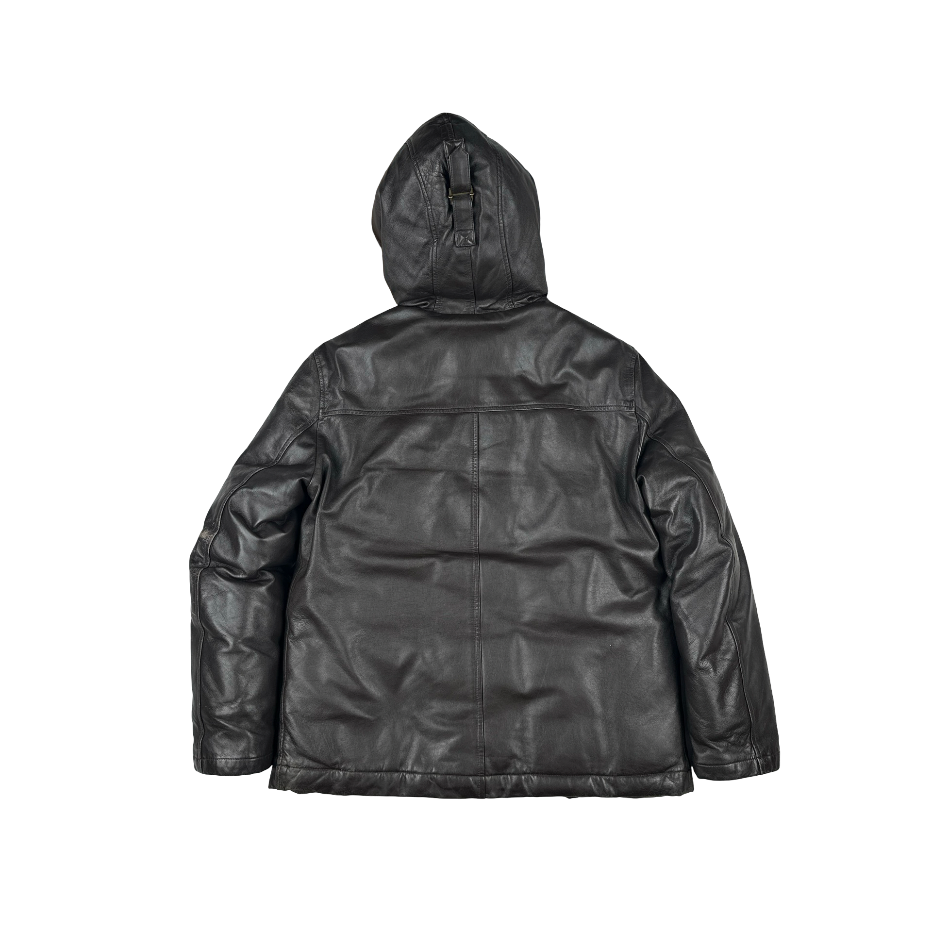 BAPE Nigo Era Brown Heavyweight Leather Fur Hooded Down Filled Jacket