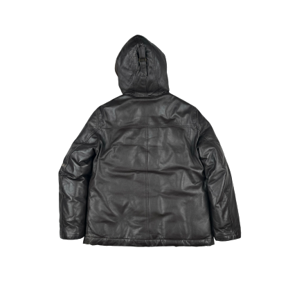 BAPE Nigo Era Brown Heavyweight Leather Fur Hooded Down Filled Jacket