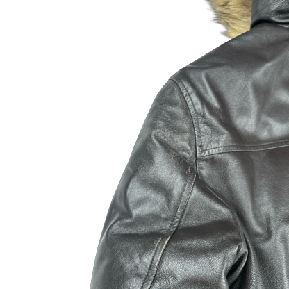 BAPE Nigo Era Brown Heavyweight Leather Fur Hooded Down Filled Jacket