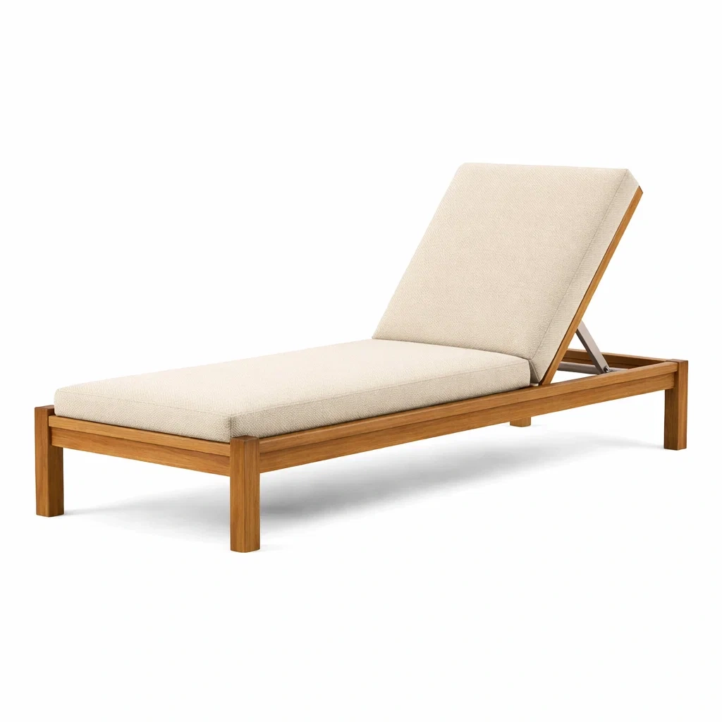 Gartenliege Akazienholz Beige Verstellbare Rückenlehne