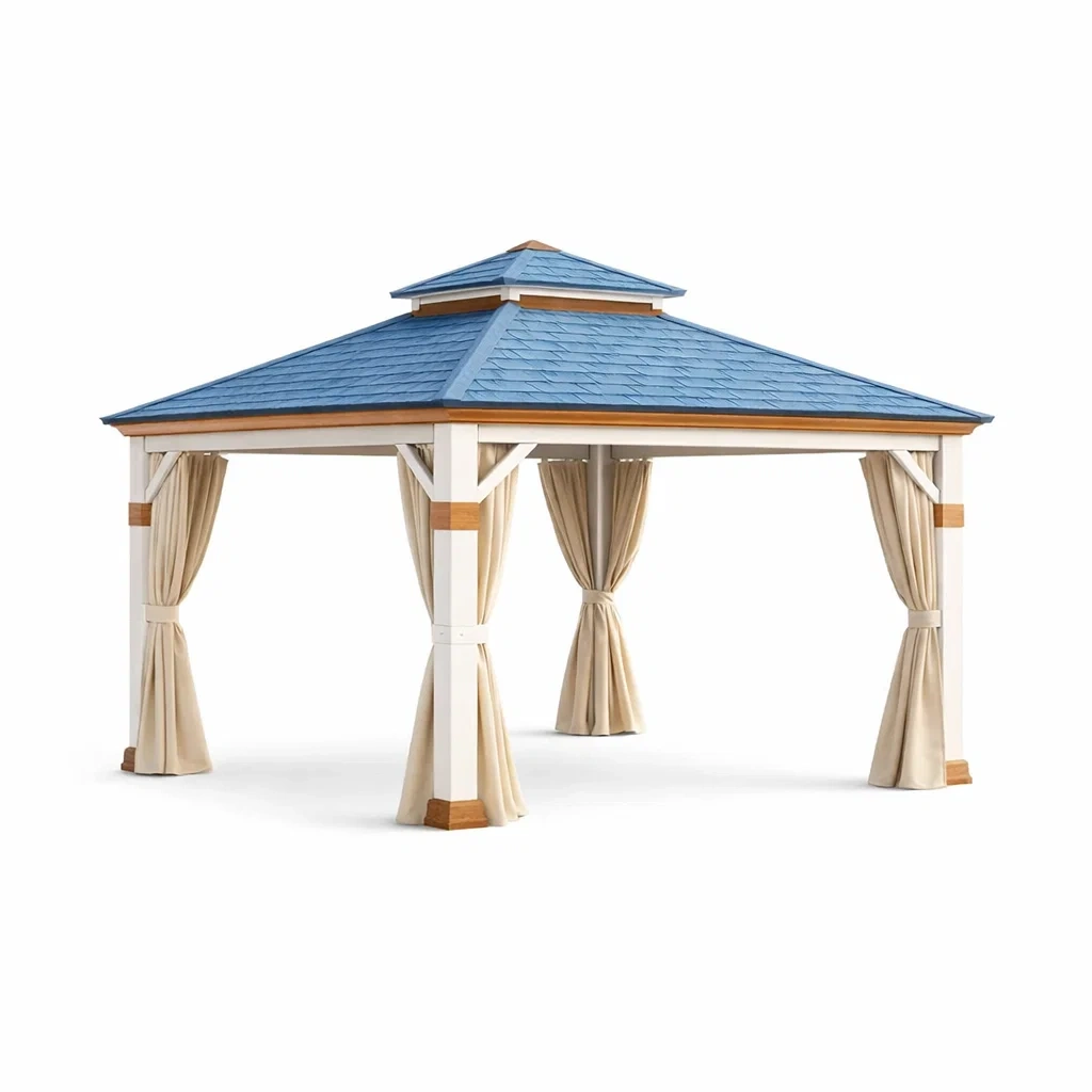 Gartenpavillon Holz blauem Dach