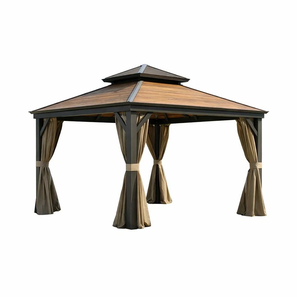 Gartenpavillon Aluminium Stahl Polyester Braun