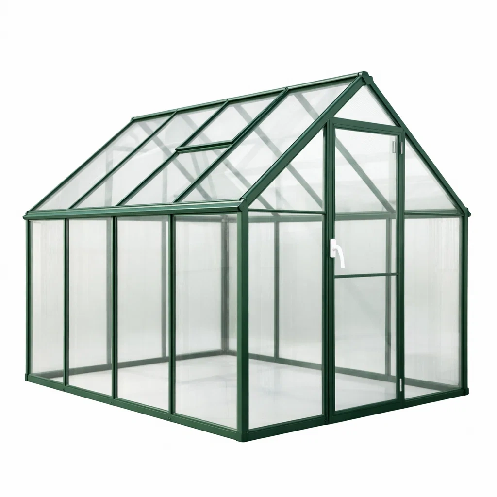 Gewächshaus Aluminium Polycarbonat Grün 244x190x195 cm