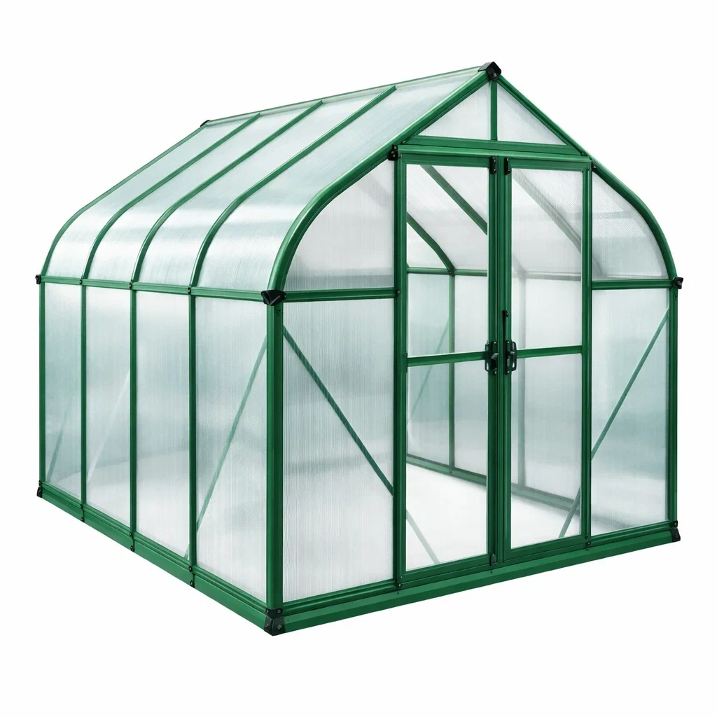 Gewächshaus Aluminium Polycarbonat Grün 312x190x195 cm