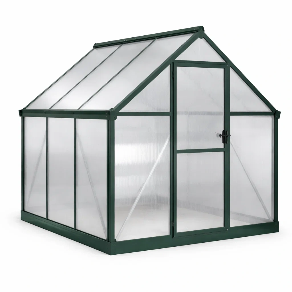 Gewächshaus Aluminium Polycarbonat Grün 190x185x195 cm