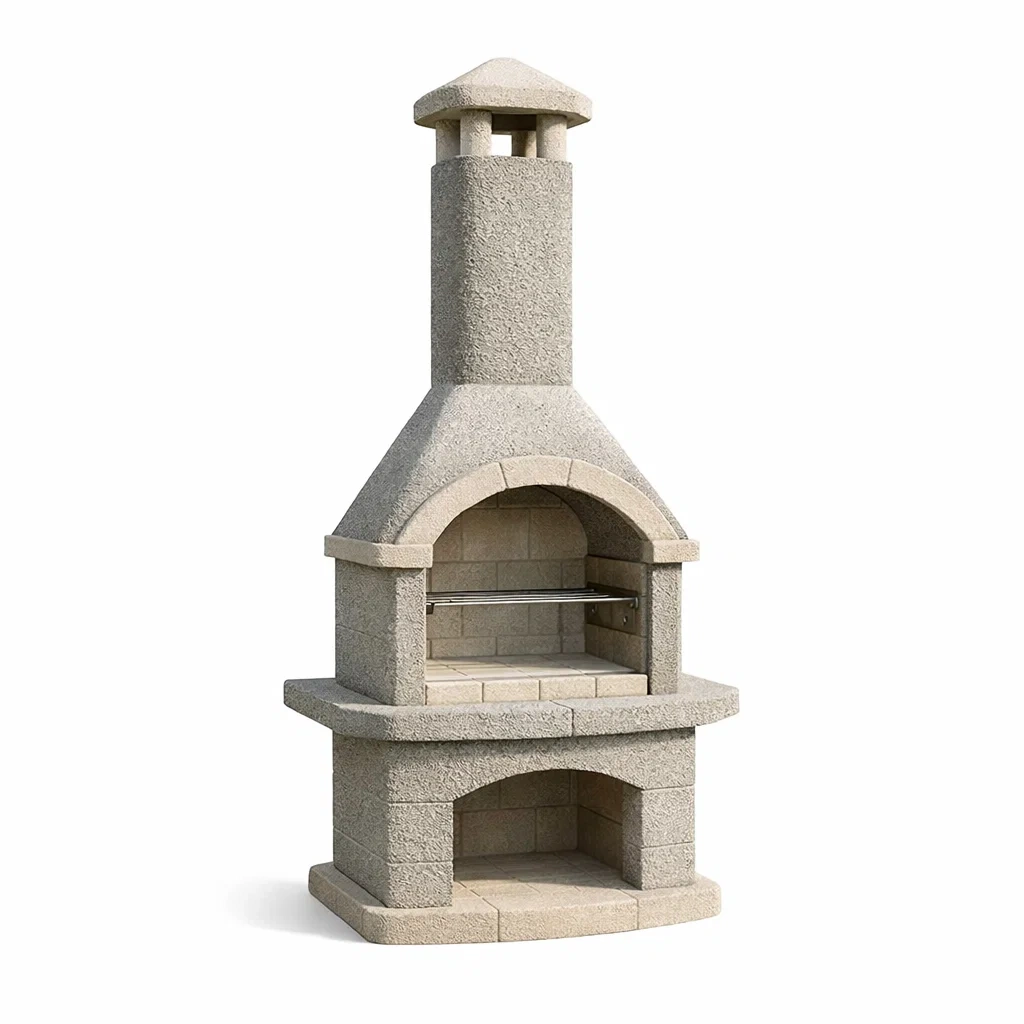 Grillkamin Leichtbeton Grau Grillfunktion