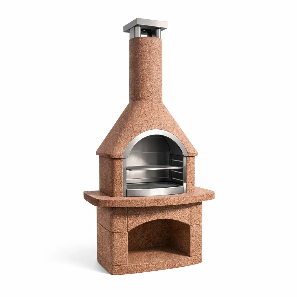 Grillkamin Beton Keramik Braun Edelstahl