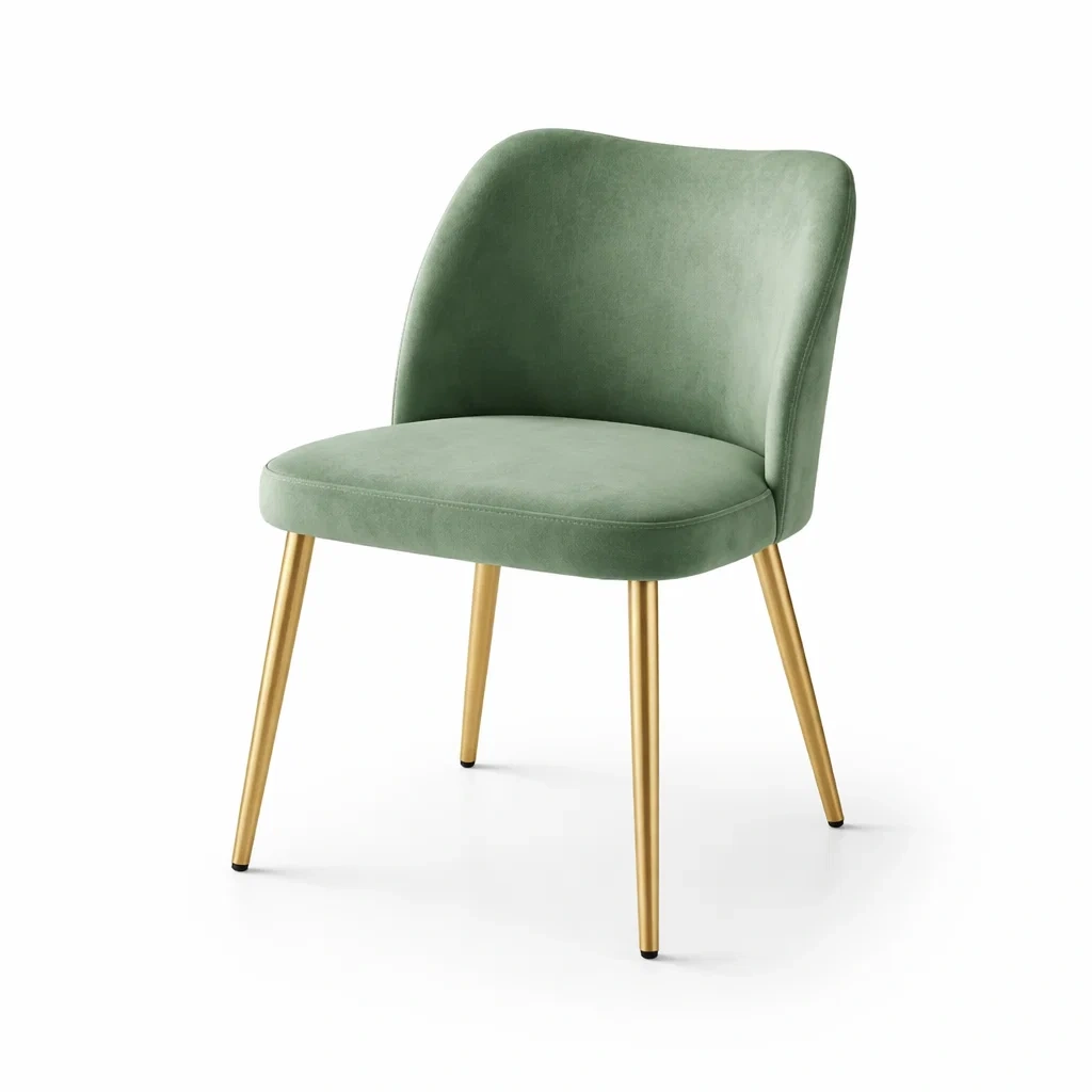 Essstuhl Samt Grün Metallbeinen