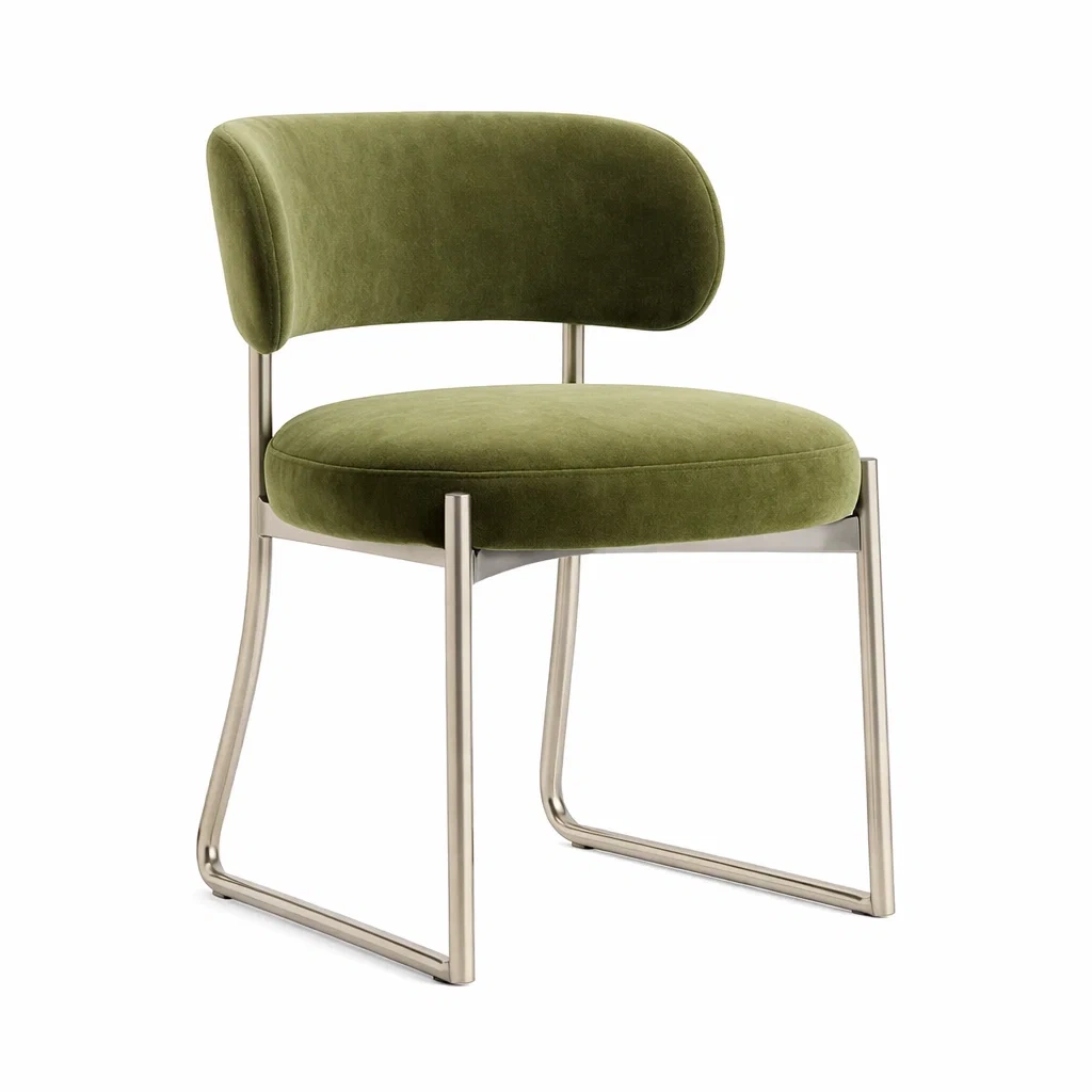 Essstuhl Metall grünem Samt