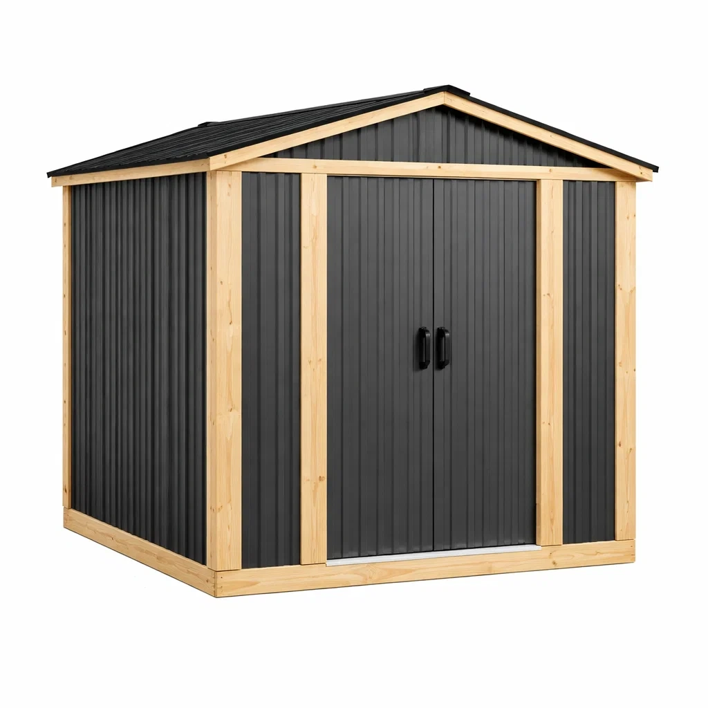 Gartenhaus verzinktem Stahl Holz Grau