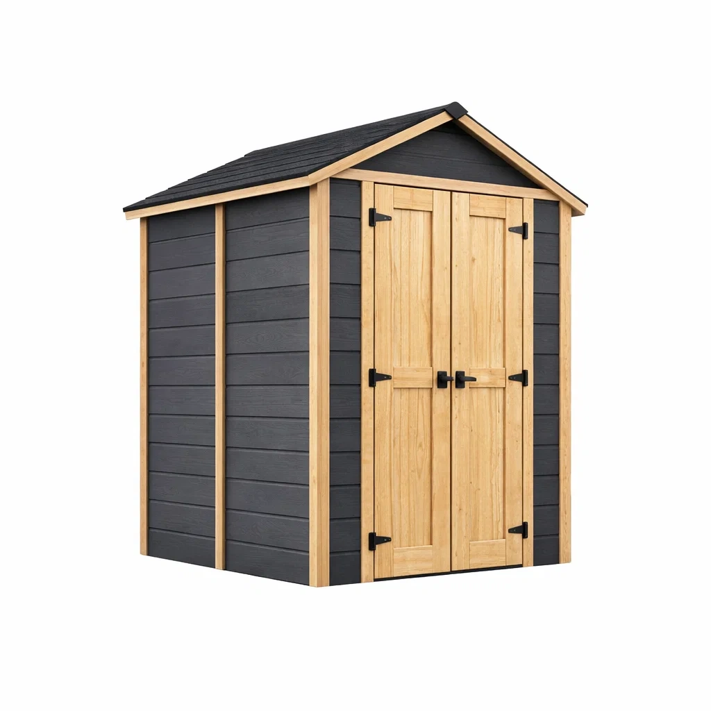 Gartenhaus Holz Kunststoff Grau Natur 220x120x230 cm